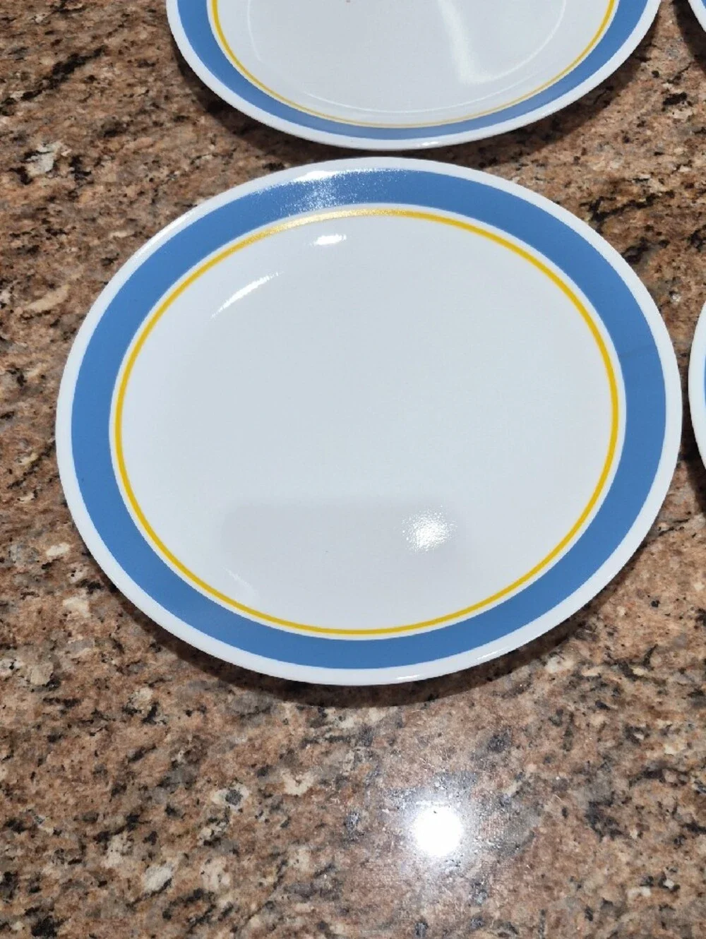 Corelle Haley White Dinnerware with Blue and Yellow Bands (6 Pieces)